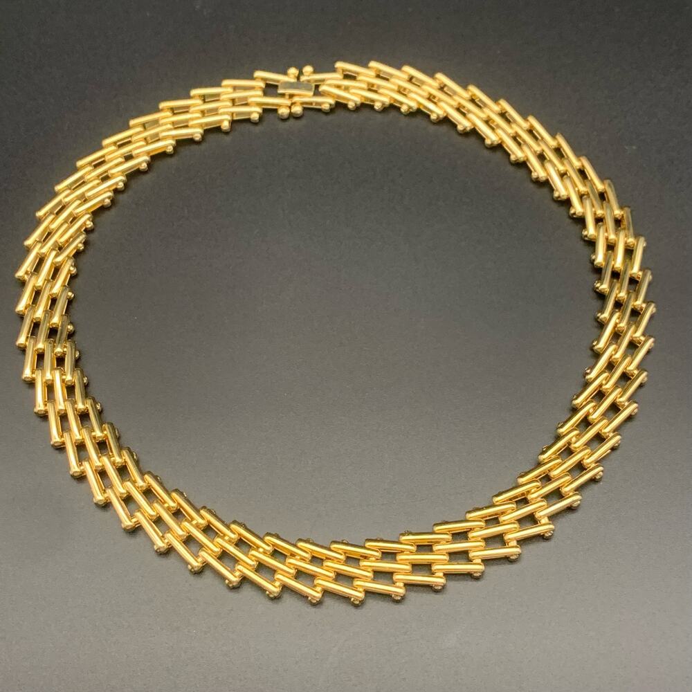 Vintage Gold Tone Gate Link Necklace